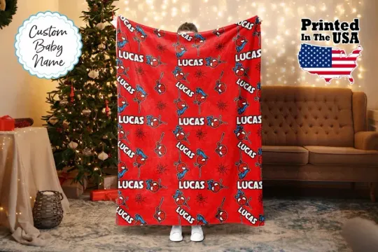 Discover Disney Superhero Spiderman Mini Version Red Customize Fleece Blanket