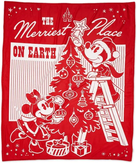 Discover Disney Mickey And Minnie Mouse Holiday Disneyland Fleece Blanket