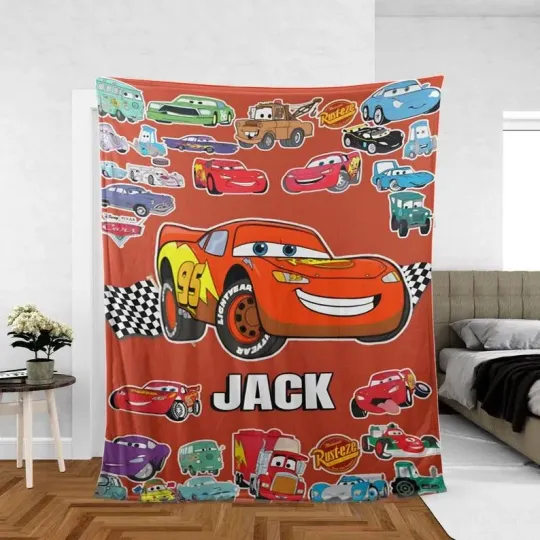 Discover Disney Lightning McQueen Custom Name Fleece Blanket