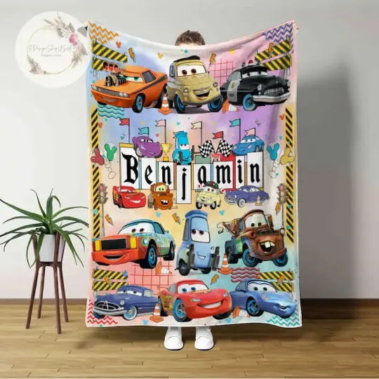 Discover Personalized Disney Cars Lightning McQueen Blanket Gift For Friends, Kids V3