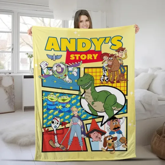 Discover Disney Toy Story 4 Buzz Woody Bo Peep Rex Art Customize Fleece Blanket