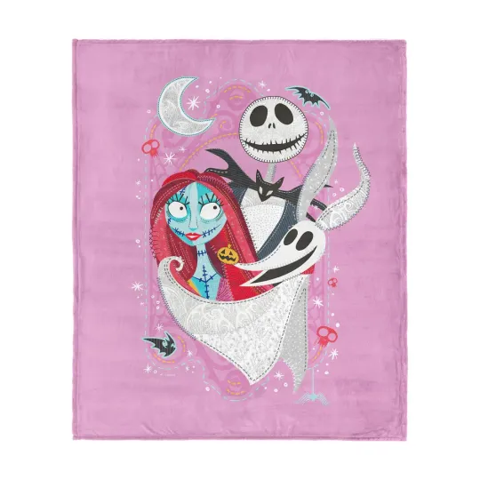 Discover Disney Nightmare Before Christmas Nightmare Sweethearts Cozy Fleece Blanket