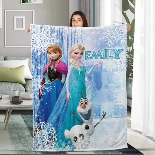 Discover Disney Frozen Princess Elsa Anna Olaf Frozen Waterfall Customize Fleece Blanket