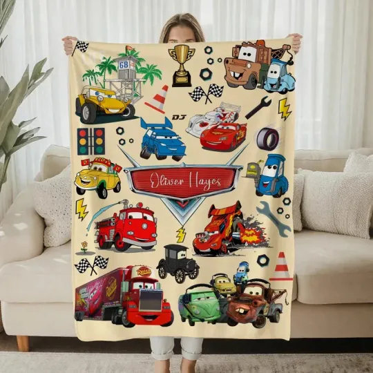 Discover Personalized Disney Cars Lightning Race Fleece Blanket