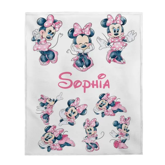 Discover Personalized Disney Minnie Mouse Minnie Mickey Plush Fleece Blanket Minnie Mouse