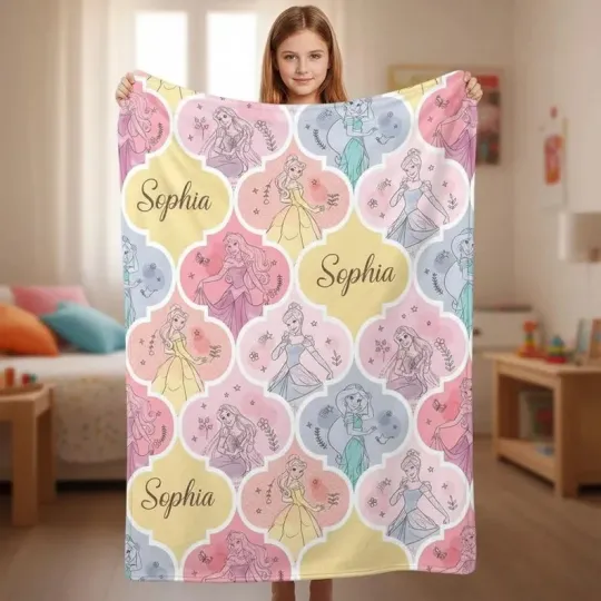 Discover Personalized Disney Princess Blanket, Belle Cinde Aurora Fleece Blanket