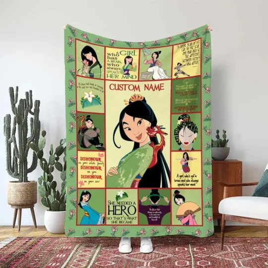 Discover Personalized Disney Mulan Warrior Princess Fleece Blanket