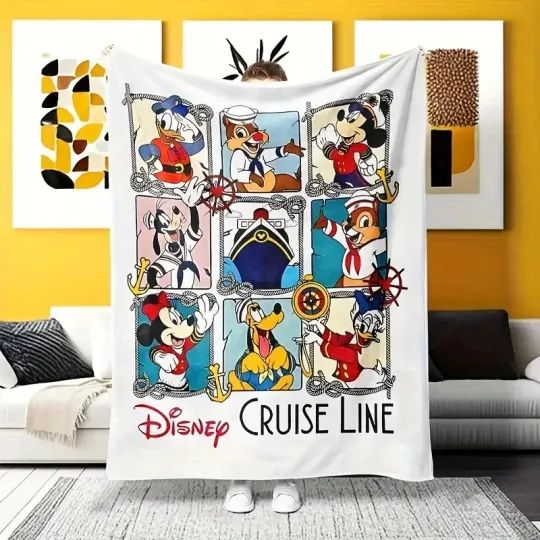 Discover Disney Mickey Mouse Adventure Cruise Line Holiday Fleece Blanket