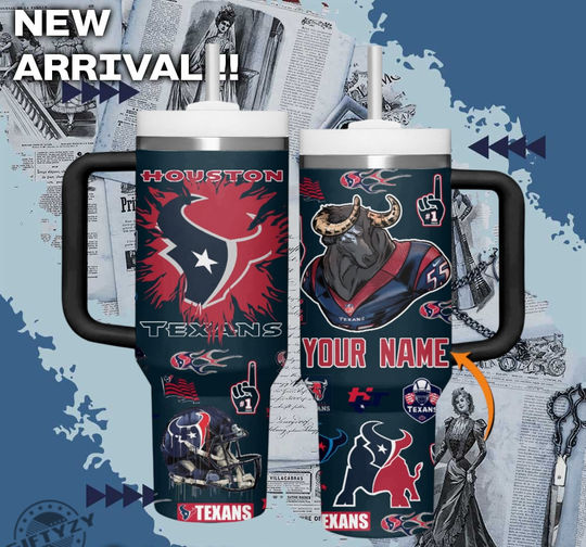 Discover Houston Texans football Football Custom Name Tumbler