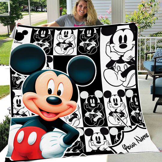 Personalized Mickey Mouse Blanket, Disneyland Blanket, Mickey Blanket