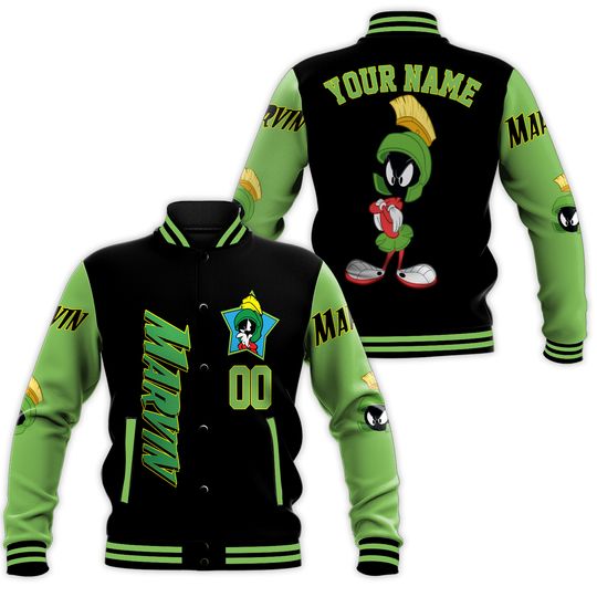 Personalized Marvin the Martian Varsity Jacket, Looney Tunes Baseball Jacket