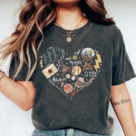 T-Shirt HARRY POTTER,Hogwarts, Gryffindor, Slytherin, Ravenclaw, Harry Potter,J.K Rowling, Potterhead, Merch BOOK, Ron, Hermione, patronum