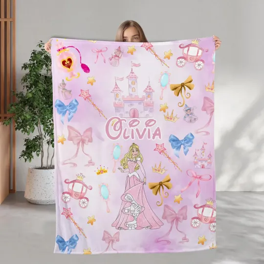 Discover Personalized Coquette Bows Sleeping Beauty Fleece Blanket