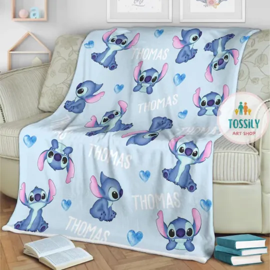 Discover Personalized Disney Stitch Blanket Gift For Friends, Kids V1