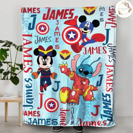 Discover Personalized Disney Superhero  Blanket Gift For Friends, Kids
