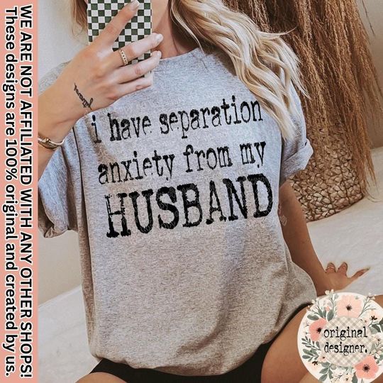 Discover Separation Anxiety Husband Typography Design | Digital Download | PNG File | Sublimation DTF Design | Retro Typewriter | Humor