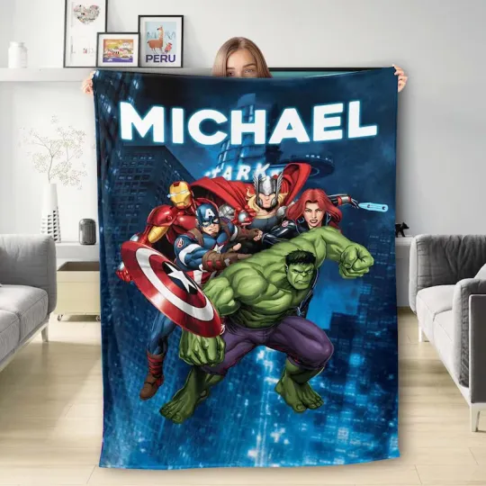 Discover Personalized Hero Team Plush Fleece Bed Blanket Gift For Friends, Kids