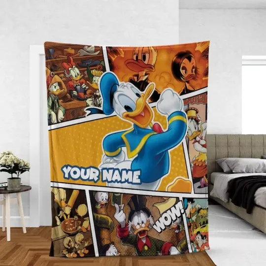 Discover Personalized Duck Comic Blue Kid SOFA BLANKET All Over Print Best Price Dad Gift