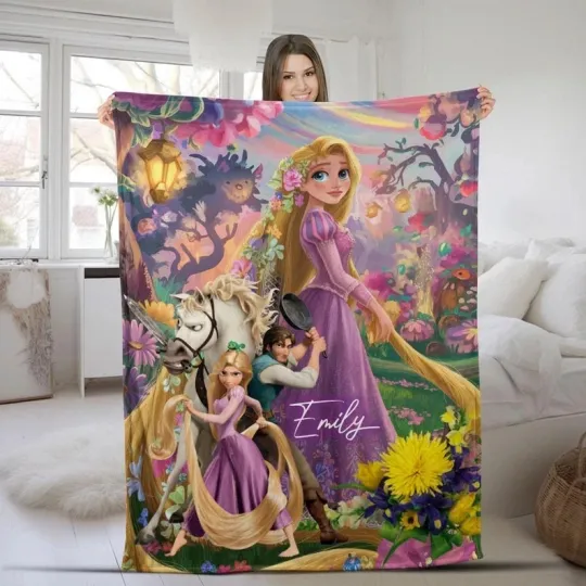 Discover Personalized Rapunzel Princess & Friends Go Live Your Dream Fleece Blanket