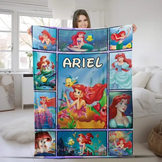 Discover Personalized The Little Mermaid Ariel Fleece Bed Blanket Gift For Friends V8