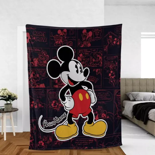 Discover Personalized Comic MIckey Mouse Fleece Blanket