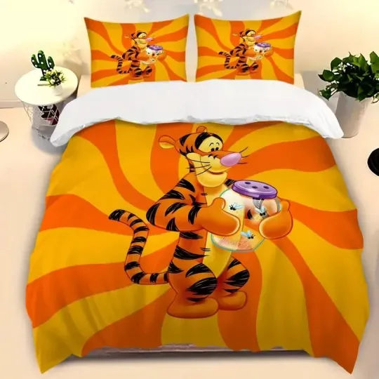 Discover Tigger With Bee Jar Winnie The Pooh Bee My Valentine Bedding Set, Bedroom Decoration