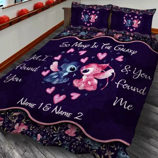 Personalized Stitch Angel So Many In The Galaxy Get I Found Bedding Set, Bedroom Decoration