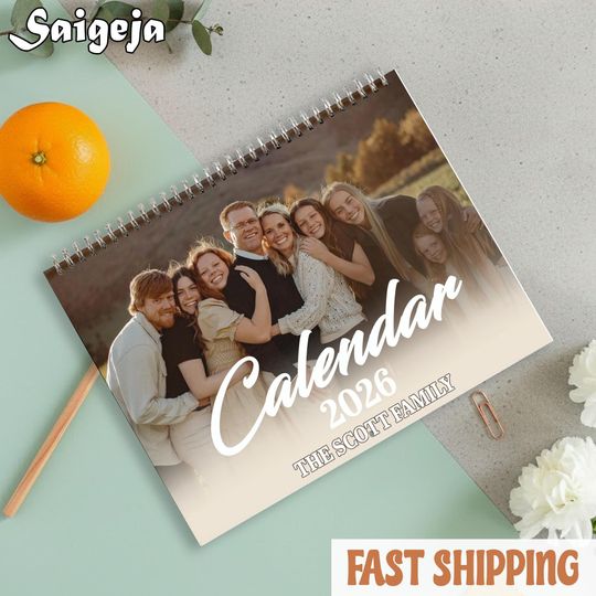 Discover Personalized Family Wall Calendar 2026, Home Office Decor, Family Organizer, Gift for Parents, Custom Wall Calendar Family Photo