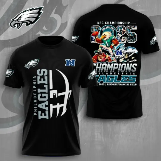 Discover Eagles 2025 NFC East Division Champions 3D Apparel