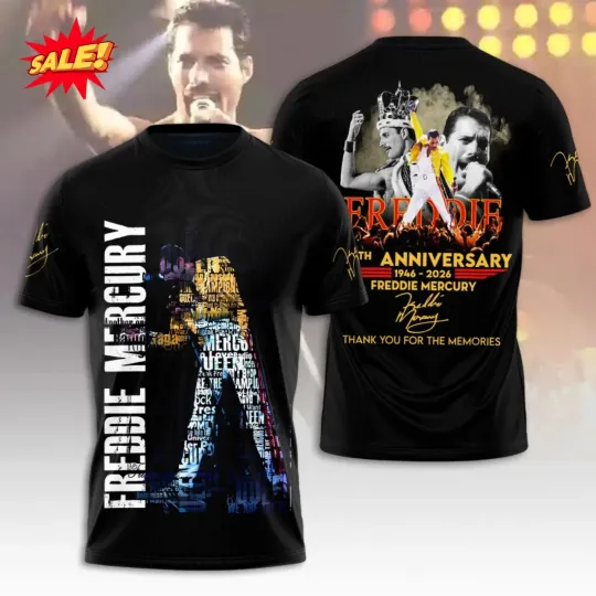 Discover Freddie Mercury 1946-2026 3D Shirt S-5XL