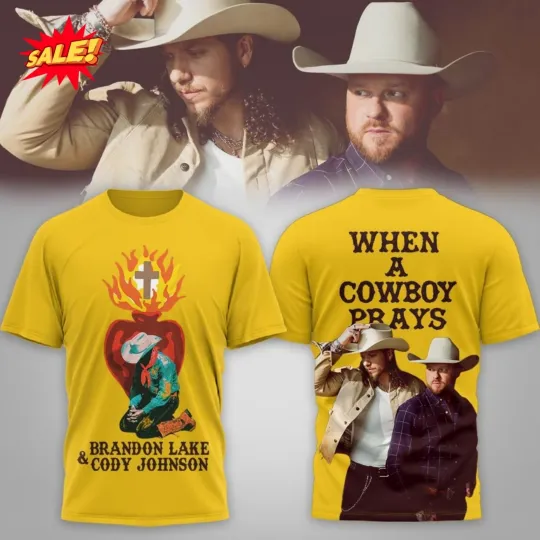 Discover Brandonn Lake & Cody Johnsonn When A Cowboy Prays 3D T-Shirt