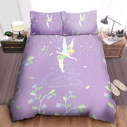 Tinker Bell Magic On The Plants Peter Pan Cartoon Bedding Set, Bedroom Decoration