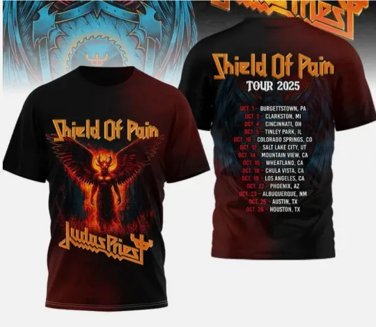 Judas Priest Shield Of Pain Tour 2025 T-Shirt AOP 3D