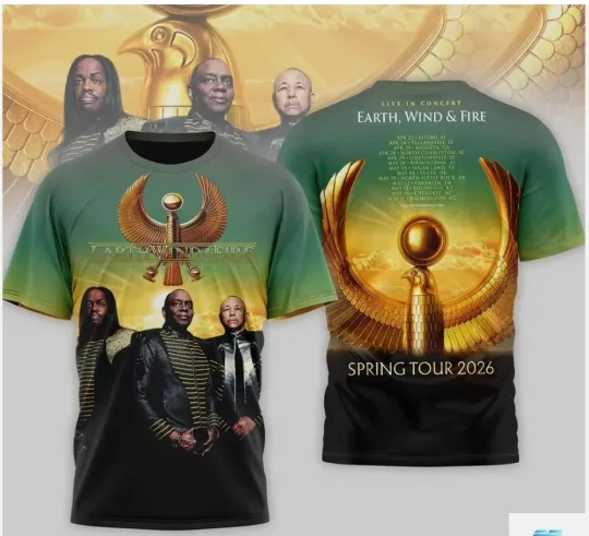 Discover Earth Wind And Fire 2026 Tour Shirt Spring Tour Dates 3D T-Shirt Fullsize