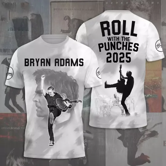 Discover Bryan Adams Roll with the Punches 2025 Tour 3D T-shirt S to 5XL IL1612