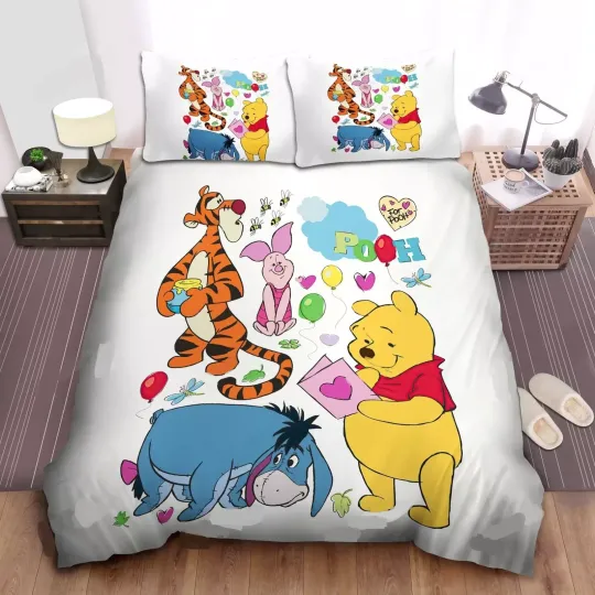 Pooh Bear Vs Friends Hang Out Together Winnie The Pooh Bedding Set, Bedroom Decoration