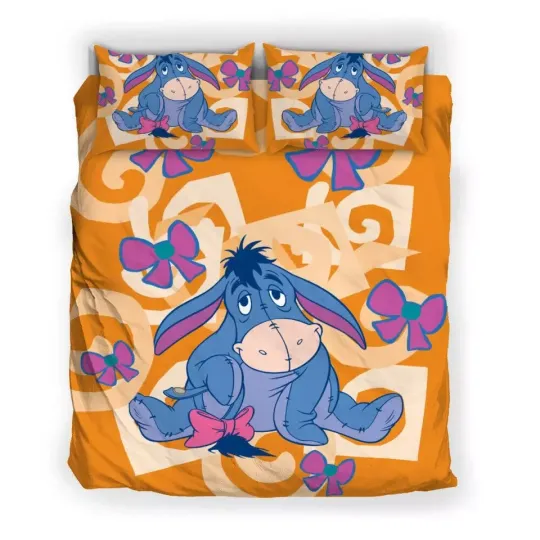 Discover Winnie The Pooh Eeyore Donkey And Ribbon Pattern Unique 3D Quilt Bedding Set