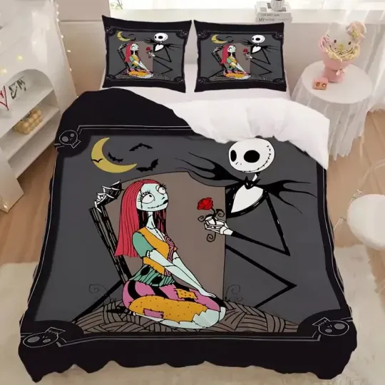 Discover Jack Giving Sally Rose Simply Meant To Be Happy Valentine's Bedding Set, Bedroom Decoration