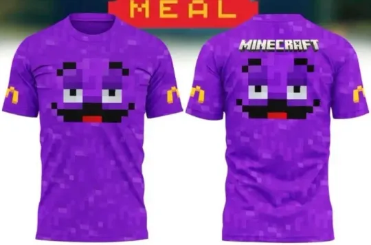 Discover Grimace Minecraft1 X Mcdonald 3D T-Shirt Fullsize