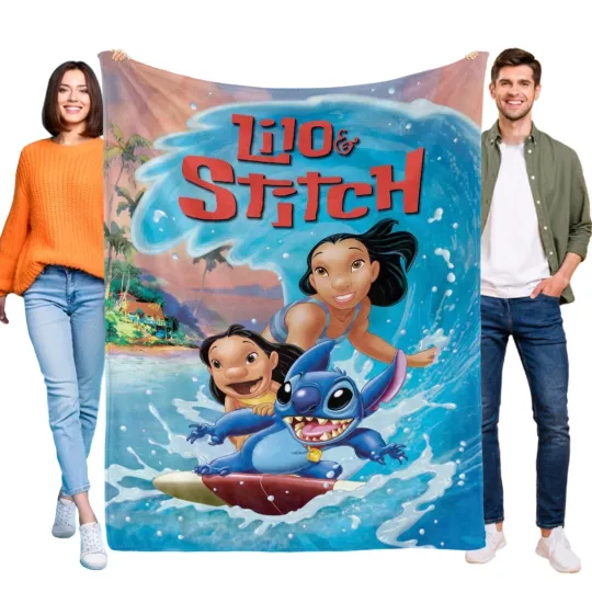Discover Disney Stitch Fleece Bed Blanket Gift For Friends, Kids V4