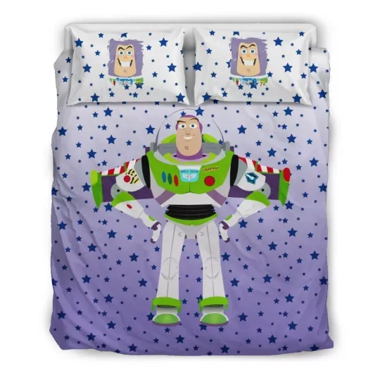 Toy Story Buzz Lightyear Star Pattern To Infinity And Beyond Bedding Set, Bedroom Decoration