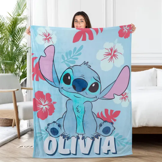 Discover Personalized Disney Lilo Stitch Blanket Gift For Friends, Kids