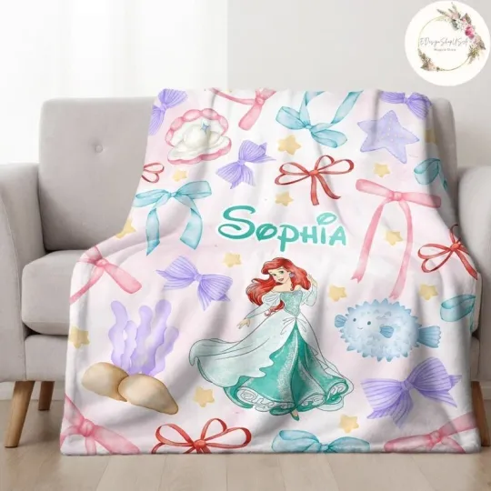Discover Personalized Disney The Little Mermaid Blanket Gift For Friends, Kids