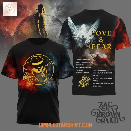 Discover Zac Brownn Band Love & Fear 3D T-Shirt