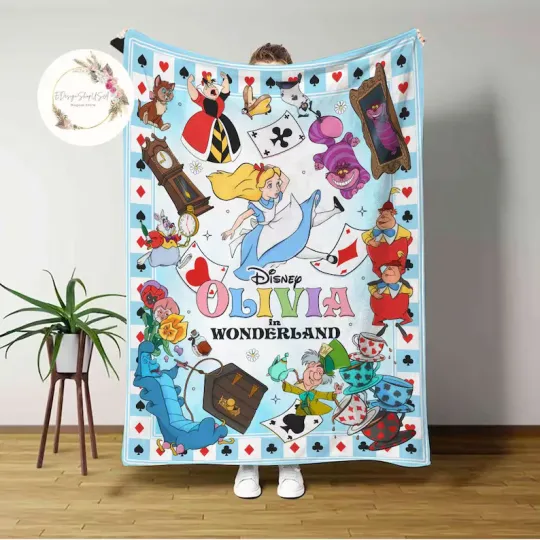 Discover Personalized Disney Alice In Wonderland Blanket Gift For Friends, Kids
