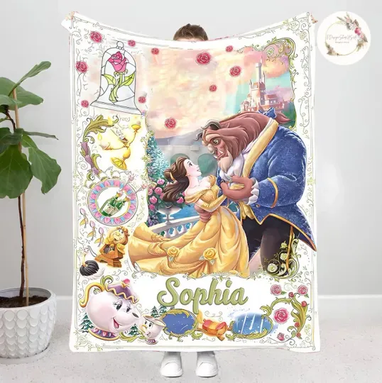 Discover Personalized Disney Beauty And The Beast Blanket Gift For Friends, Kids