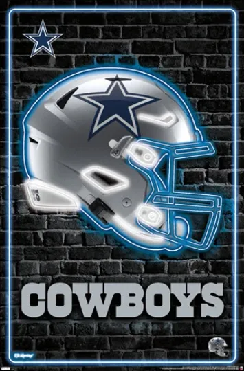 Discover Dallas Cowboys Team Logo Helmet Wordmark Football Wall Poster