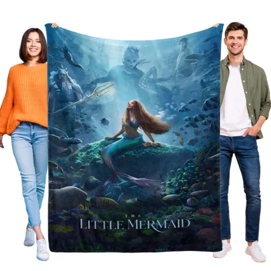 Discover Disney The Little Mermaid Fleece Bed Blanket Gift For Friends, Kids