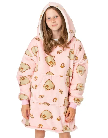 Pusheen Pink Pusheen The Cat Blanket Hoodie Unisex Kids