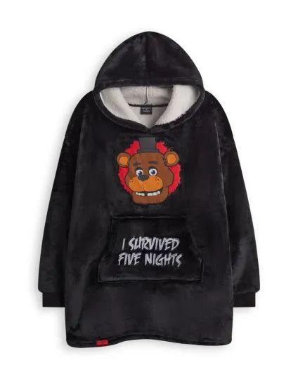 Five Nights at Freddy's Black Character Blanket Hoodie for Boys